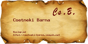 Csetneki Barna névjegykártya